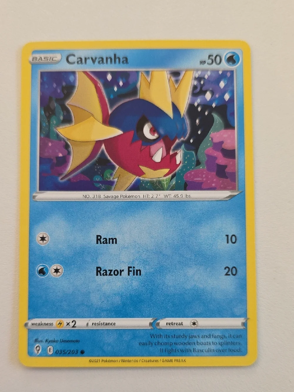 Pokemon Carvanha And Sharpedo Card Set